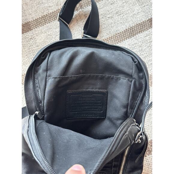 Coach Thompson Convertible Sling Bag Pack Black Smooth Calf Leather Men’s - Picture 13 of 16